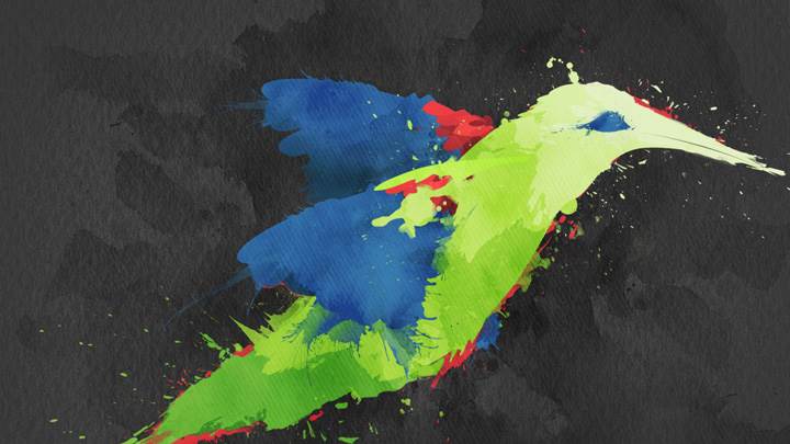 Artistic Colorful Green Blue Bird Closeup